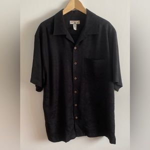 Caribbean Joe Black Hawaiian Camp Shirt Men’s Size Large